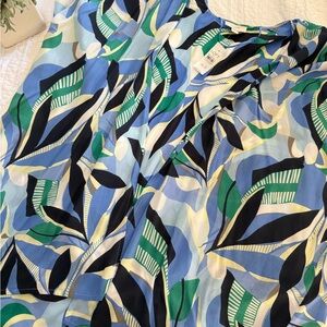 LOFT Blue and Green Patterned Swim Coverup